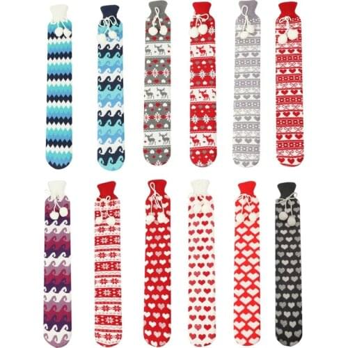 2000ml Plush Knitted Cover Hot Water Bottle Long Strip Shape Hot-water Bag K0AB