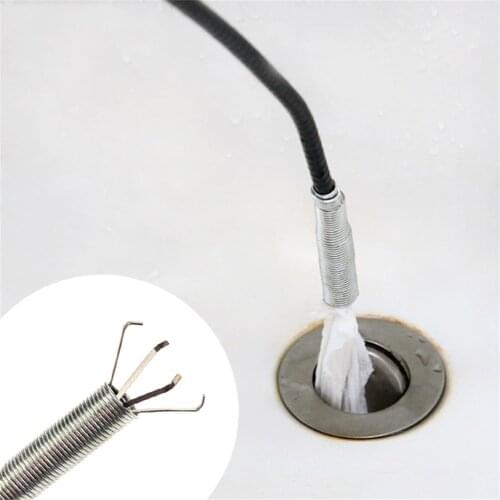 60cm Drain Snake Spring Pipe Dredging Tools Dredge Unblocker Drain Clog Tool for Kitchen Sewer Cleaning Hook Water Sink Tool