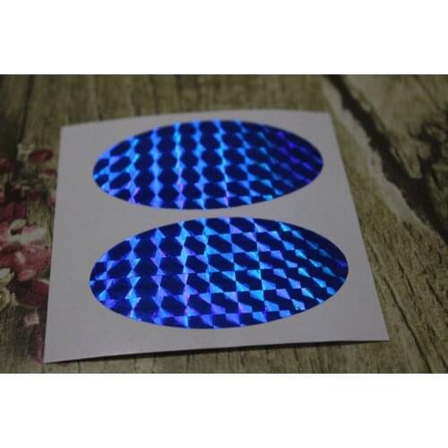 7.6x3.8cm Blue Hologram Large Oval Sticker