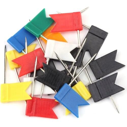 8 Boxs Nickel plated steel Colorful Flag Shape Thumb Tack Drawing Stationery Map Pins Supplies Map Pin Drawing Pin