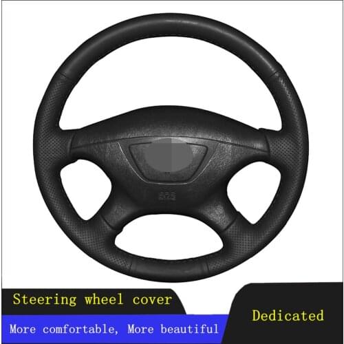 Car Accessories Steering Wheel Cover Black Hand-stitched Genuine Leather For Mitsubishi Pajero Sport 2004 Montero Sport 2004