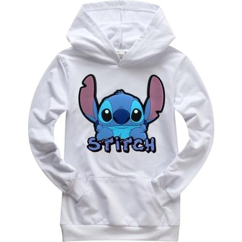 Disney Cartoon Lilo&Stitch Kids Insert Pocket Hoodies Children Baby Girls Boys Long Sleeve Clothes Tops Spring&Autumn Sweatshirt