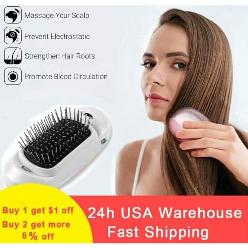 Electric Ion Hair Brush Comb Brush Hair Modeling Styling Hairbrush Tool Scalp Massager Ions Technology Hair Straightener