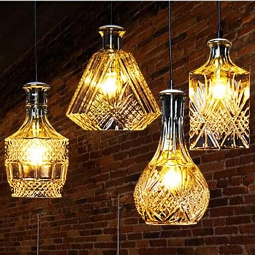 European and American creative bar living room bedroom bar counter dining personality wine bottle glass Pendant Lights WF1016