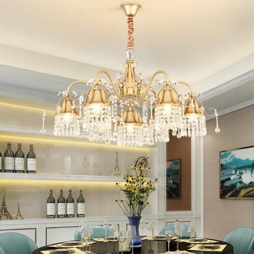 Living room crystal chandelier luxury beauty salon villa restaurant hall pendant chandeliers gold hanging lamps