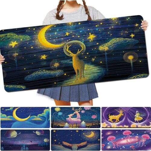 Computer Keyboard Mousepad Easy-to-clean PU Leather Painting Pattern Series Mousepad Anti-slip Game Mouse Mat 30x60CM /30x80CM