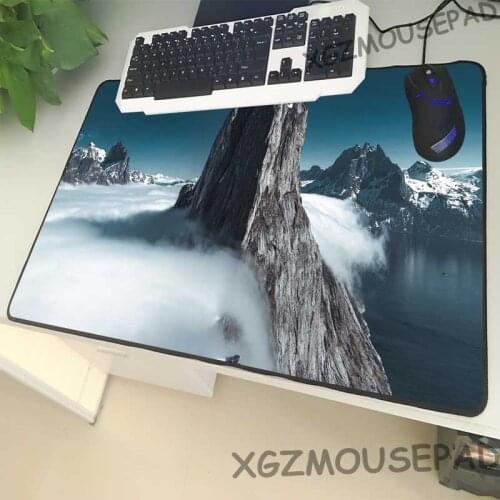 XGZ Landscape Large Size Gaming Mouse Pad Lock Side Natural Mountain Cloud Pattern Laptop PC Desk Desk Mat Rubber Non-slip