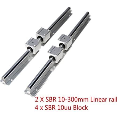 10mm Linear Rail SBR10 300mm Fully Supported Slide Shaft Rod Guide with 4Pcs SBR10UU Block