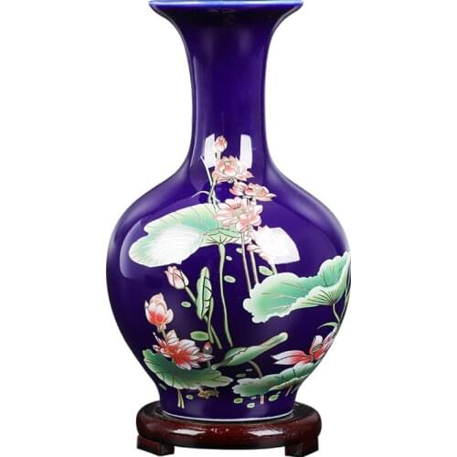 Jingdezhen Small Ceramic Vase Home Decoration Ornaments Flower Arrangement Dried Flower Chinese Living Room TV Cabinet Vases