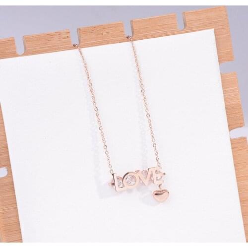 Fashion Pop Plum Rose Gold LOVE fox necklaces and pendants 316 stainless steel Austrian crystal titanium steel jewelry