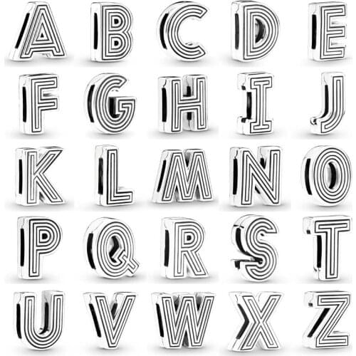 Original Reflexions A-Z Alphabet 26 Letter Clip Stopper pandora Beads Fit 925 Sterling Silver Charm Bracelet Bangle Diy Jewelry