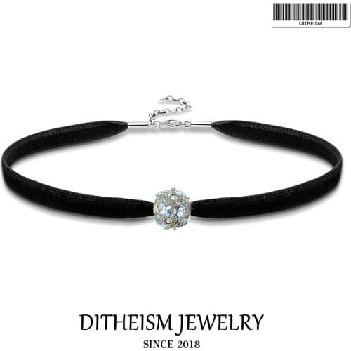 Chokers Necklace Blue Sky Bead, 2018 Fashion Jewelry 925 Sterling Silver Choker Bohemia Gift For Women Girl Lady Fit Charm Beads