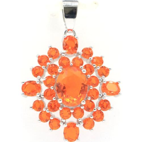 30x21mm Luxury Created London Blue Topaz White Cubic Zirconia Ladies Silver Pendant