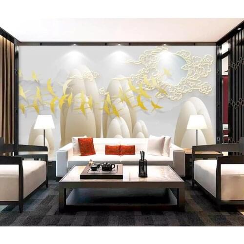 Custom Wallpaper Home Decorative Hill golden flying bird stylish simple TV Background walls 3d wallpaper living room
