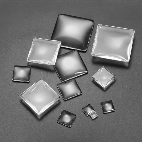 5-50Pcs/Lot 6-40mm Clear Square Cabochons Transparent Flat Back Glass Cabochon Cameo Pendant for DIY Jewelry Making Supplies