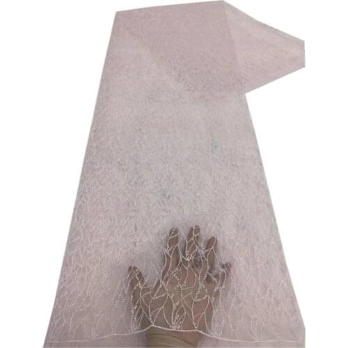 SJ Lace 2021 French Mesh Tulle Lace Fabric With Beaded Embroidery African Sequins Lace Fabric Nigerian Net Lace Fabric x4-41
