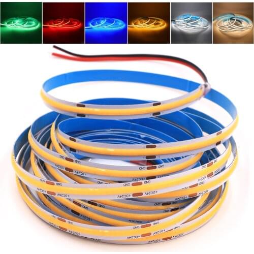 LED Strip Light DC12V 24V Flexible COB LED Stripe 384 528 LEDs High Density Led Tape Ribbon Diode Dimmable FOB Linear Lights