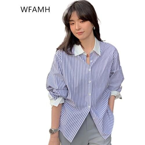 Женские рубашки в полоску Wfamh China At AliExpress