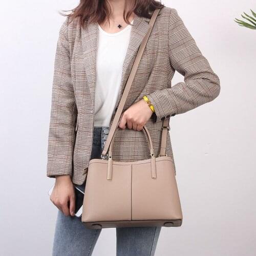 WOONAM Women Fashion Handbag Top Hide Genuine Calf Leather Top Handle Shoulder Bag BG2018