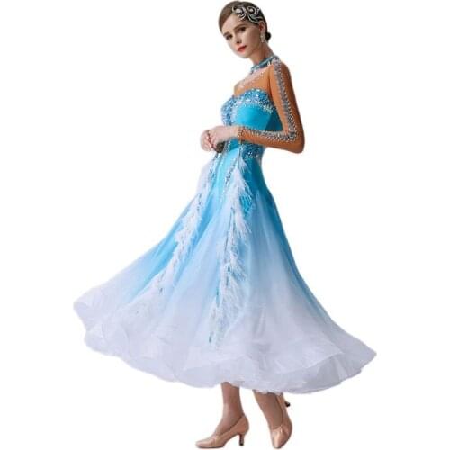 B-19435 New Black Lace Sexy Women Ballroom Dance Dress Long Sleeve Waltz Tango Dance Competition Performance Clothes