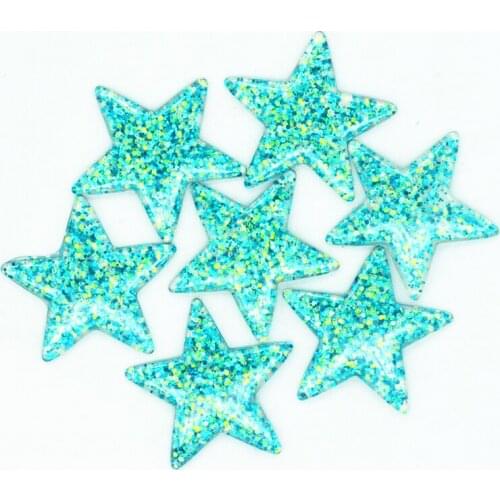 10PCS 36mm Blue Resin Shining Confetti Star Cabochon|Resin Star Scrapbooking Embellishments|Hair Bow Center Accessories