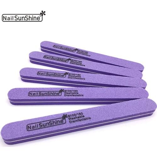 10pcs/lot Purple Nail File 100/180 Grit Washable Buffing Sanding File Sponge Strips Nail Accessories Manicure Acryl Vijl Cuticle