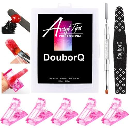 120pcs Clear Dual Nail Forms for UV Gel Extension Molds Tips UV Gel Extension Tools Nail Form Manicure Kit