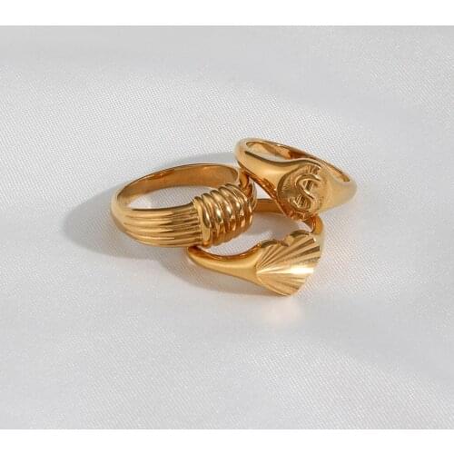 2021 Trendy Stainless Steel Gold Plated Waterproof Tarnish Free Weeding Rings Gifts For Girl Presents Rings For Women