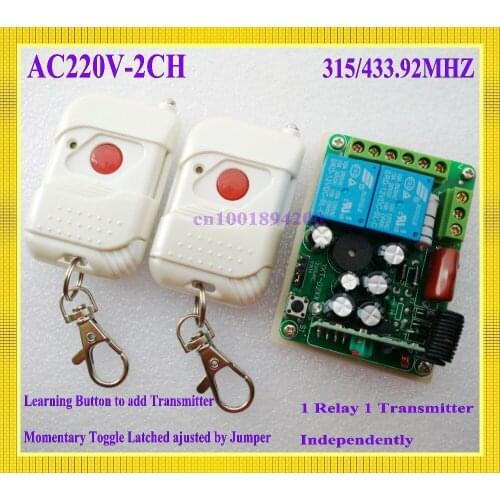 220V2CH(channel) wireless switch RF wireless remote control system (1 transmitter&1 receiver) 10A Learning code