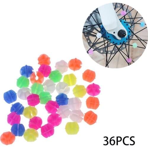 36 Pcs/Set Plastic Clip Spoke Bead Bicycle Beads Wire Beads Beads Decorations Wheel ball Bike Round Luminous Bicycle spoke I9N2