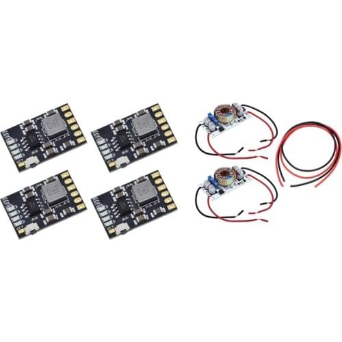 4Pcs 2A 5V Discharge Integrated Module 3.7V/4.2V with 2Pcs DC-DC Buck Boost Converter Module 10-40V to 10-50V 10A 250W