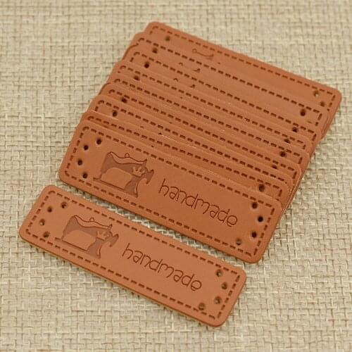 50pcs Crown Sewing Machine Butterfly Rose Pattern Handmade PU Leather Label For Garment Bag Hat Sewing On Decor Tags
