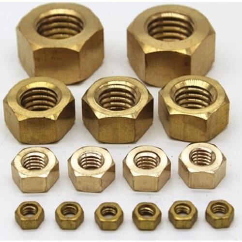 50Pcs DIN934 M1 M1.2 M1.4 M1.6 M2 M2.5 M3 M4 M5 M6 M8 m10 m12 Brass Nut not Copper Hexagonal Nut & Brass with nickel Hex Nut