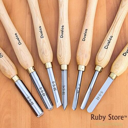 7PCS/SET HSS Woodturning Chisel SET with High Speed Steel Blade, Packed with Thick Canvas bag