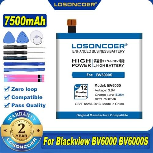 100% Original LOSONCOER 7300mAh V756161P BV6000 Battery For Blackview BV6000 / BV6000S Battery Free Tools