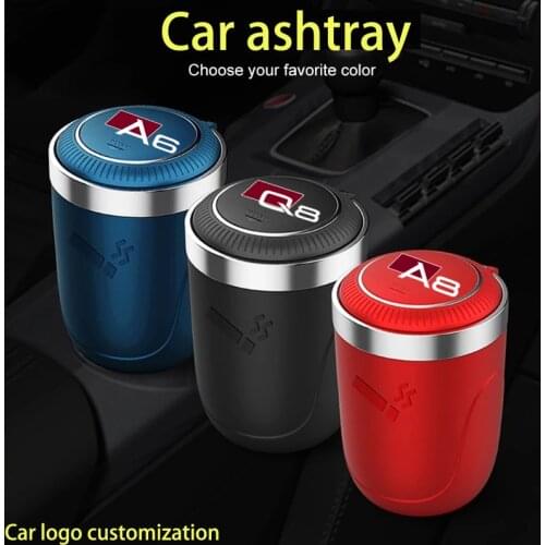 NEW Dustom Car Ashtray With Led Lights With Logo Creative Personality For A3 A4 A5 A6 A7 A8 Q3 Q5 Q7 Q8 CAR Accessories
