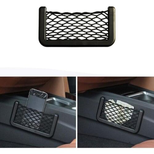 14.5x8.5cm Car Interior Seat Side Back Cargo Net Bag Phone Ticket Key Holder Pocket Organizer Self Adhesive Universal