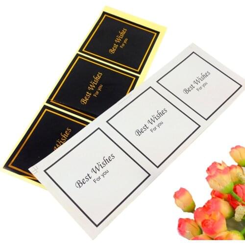 Free shipping 300Pcs Bronzing Big size 9cm best wishes for you Stickers Scrapbooking white black School Office party gift