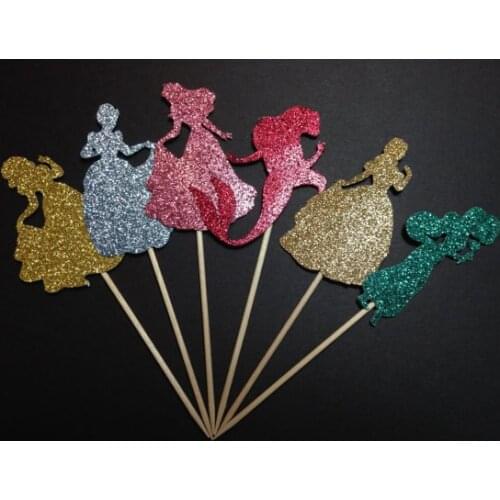 Glitter Classic Princess Cupcake Toppers birthday party Wedding Bridal Shower Engagement Hens Night Party food picks
