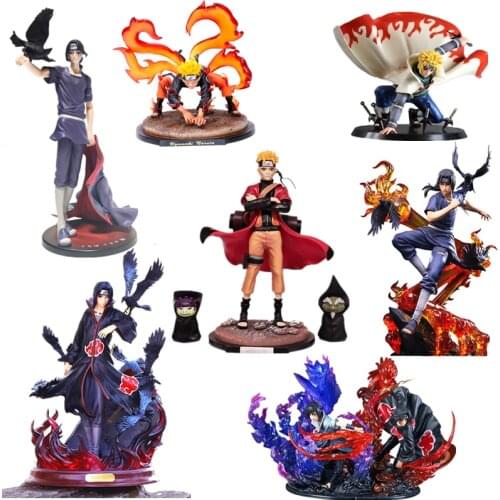 Naruto Character Collection Shippuden GK Anime Figure ROS Curse Seal Uchiha I Love Lo Sasuke Kakashi Action Figure Model