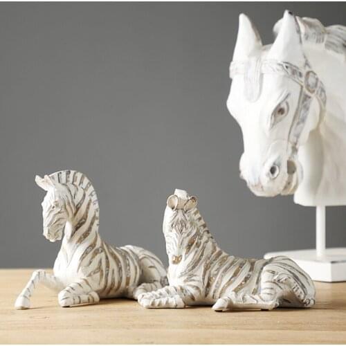 Resin Animal Figures Accessories Simulation Animal Sculpture Zebra Sitting Zebra Animal Ornaments Modern Home Decoration