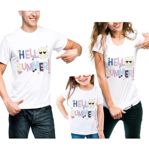 Mother And Daughter Family Look Letter Print T-Shirt Clothes Father Mum Girl Son Matching Outfits Short Sleeve Cotton Tee Shirt