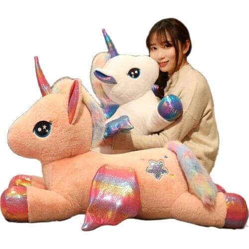 30/45/65/80cm Giant Unicorn Plush Toy Soft Stuffed Popular Cartoon Unicorn Doll Animal Horse Toy High Quality gift for kids
