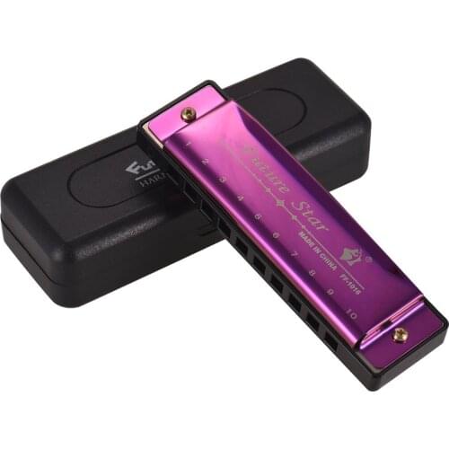 Key of C Diatonic Harmonica Mouthorgan with ABS Reeds Mirror Surface Design 10 Holes Blues Harmonica Perfect