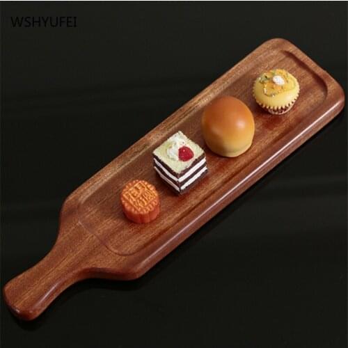 Imported Sapele Rectangular Pizza Steak Tray Korean Irregular Bread Fruit Cake Pizza Sushi Tray Fine Kitchen Single Piece