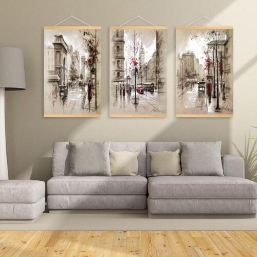 Old Street House Retro Poster City Landscape Picture Art Canvas Print Painting Wall Painting Modern Home Decoration With Frame