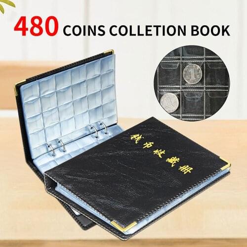 480 Pieces Coins Storage Book Commemorative Coin Collection Album Holders Collection Volume Folder Hold Multi-Color Empty Coin