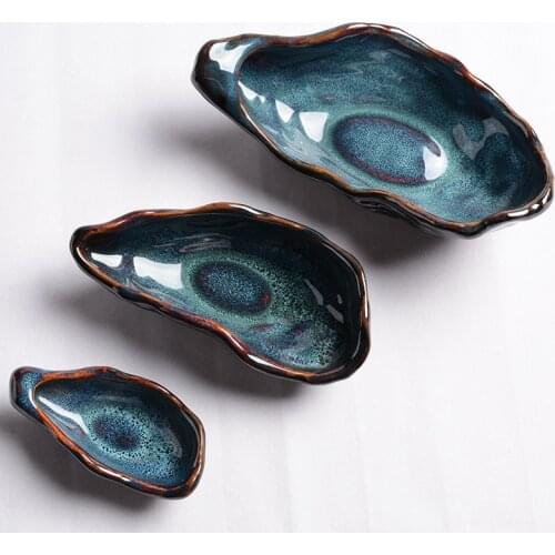 Creative Sashimi Ice Plate Oyster Ceramic Plate Residual Table Decoration Hotel Service Tableware Kitchen Storage Supplies