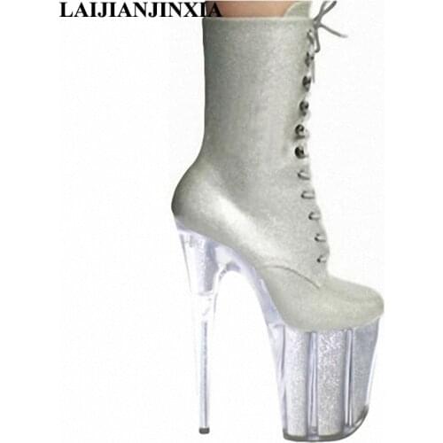 LAIJIANJINXIA 2018 Boots New Sexy 20cm Thin High-Heels Platform Shoes Party Pole Dancing Shoes Ankle Boots Dance Shoes