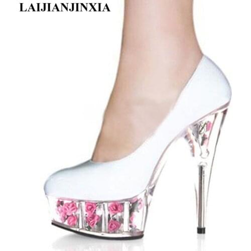 LAIJIANJINXIA Dancing New Sexy 15cm High Heels Dancing Night Club Party Modern Dance Shoes Women Platform Pole Dance Pumps Shoes